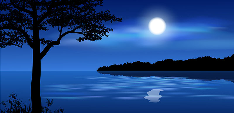 Reflet de la lune sur l’eau évoquant le symbolisme du rêve